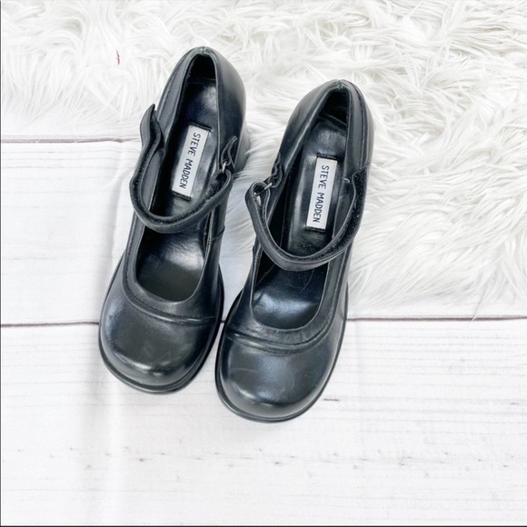 Steve Madden | Shoes | Steve Madden Becky Black Block Heel Velcro Mary Janes Size 85 Y2k | Poshmark